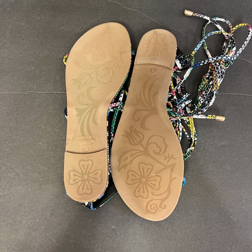 Liliana Colorful Snake Skin Pattern Strappy Sandals Size 8 - Picture 7 of 8